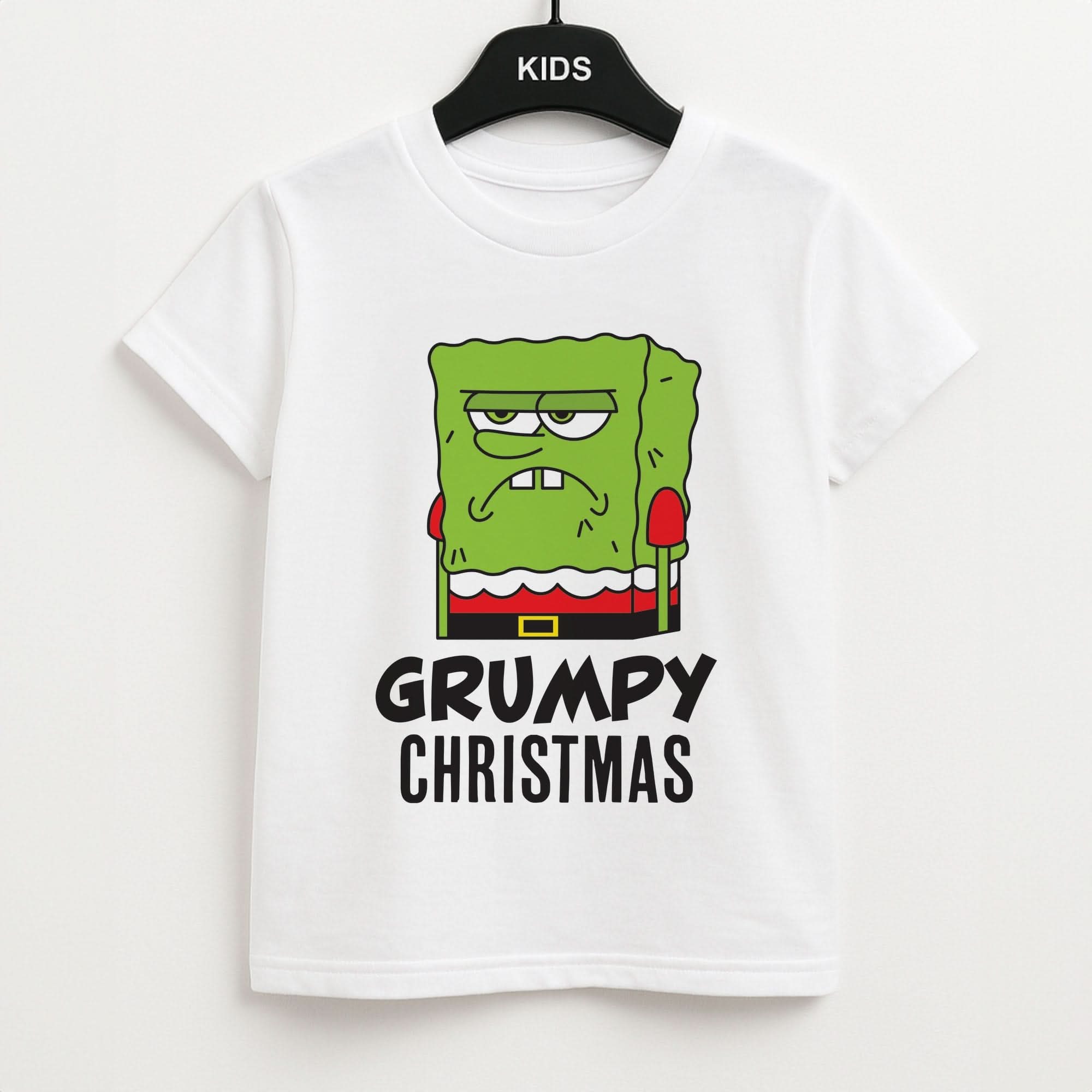 Grumpy Christmas Cartoon Sponge Kids Unisex T-Shirt