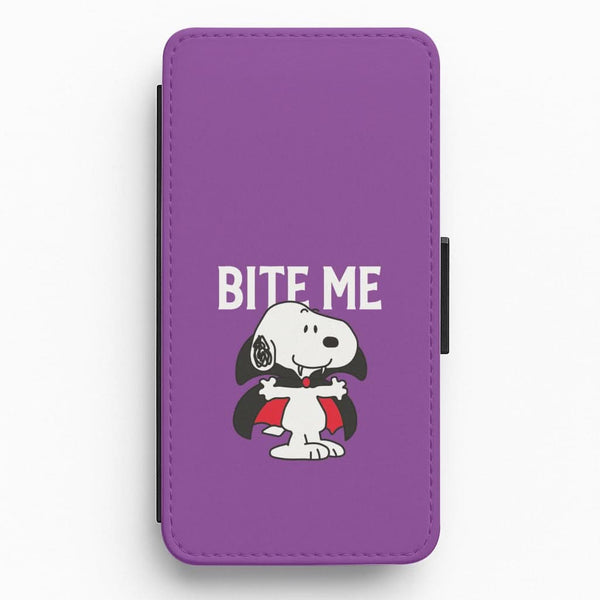 Bite Me Cartoon Beagle Flip / Wallet Phone Case