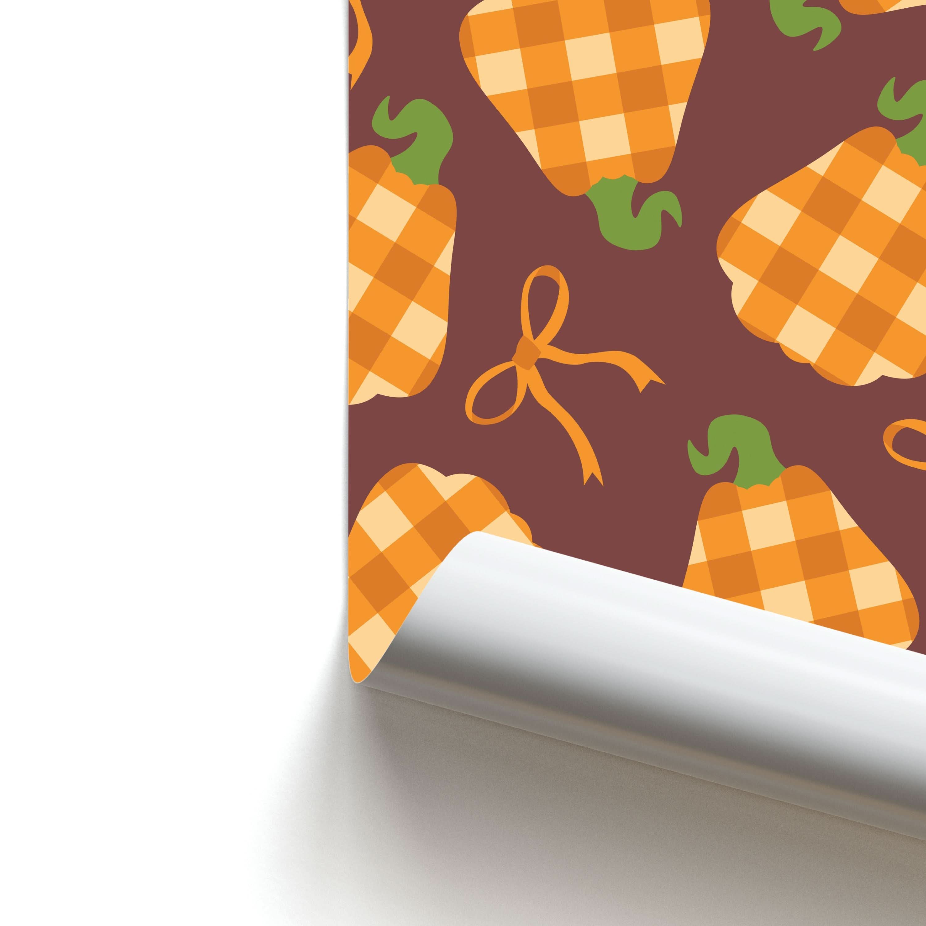Tartan Pumpkins And Bows Pattern Poster