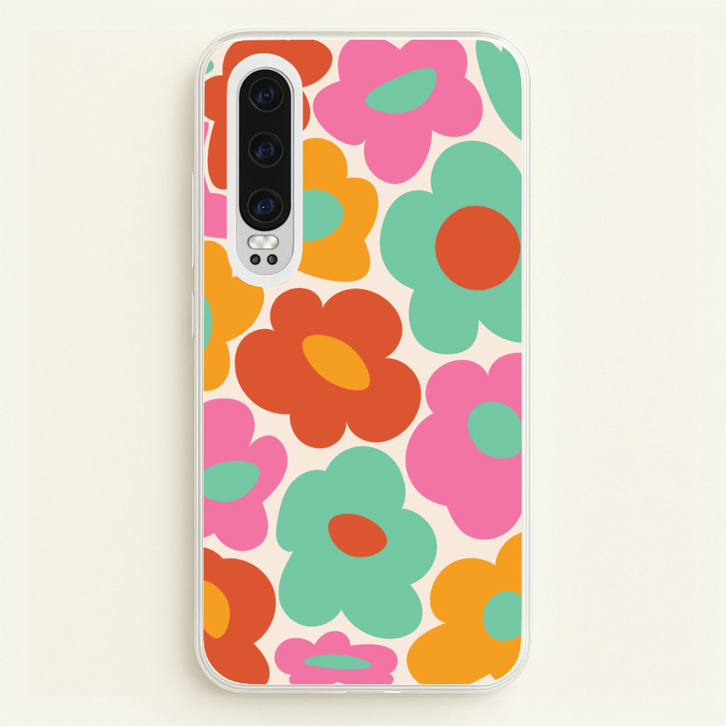 Abstract Trippy Retro Flowers Huawei P30 Case