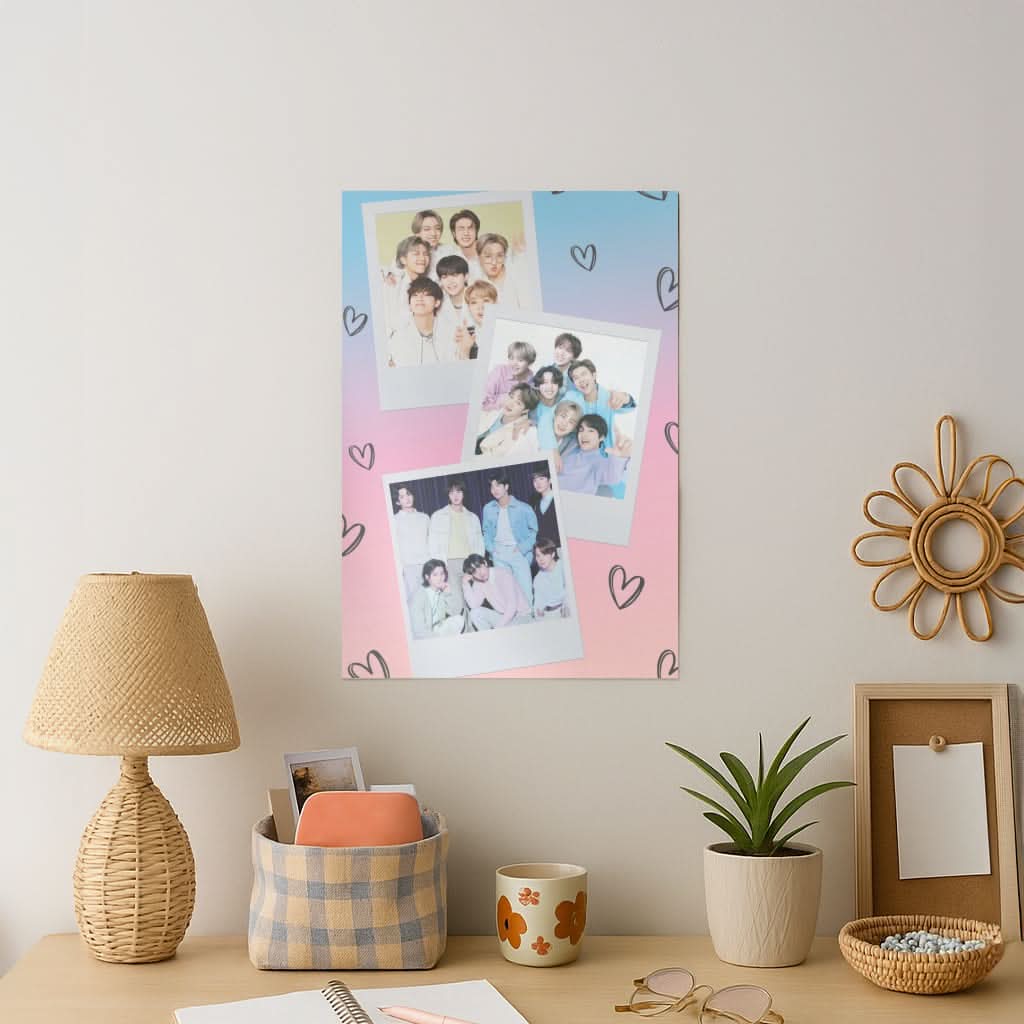 K-Pop Band Polaroid Collage Art Print