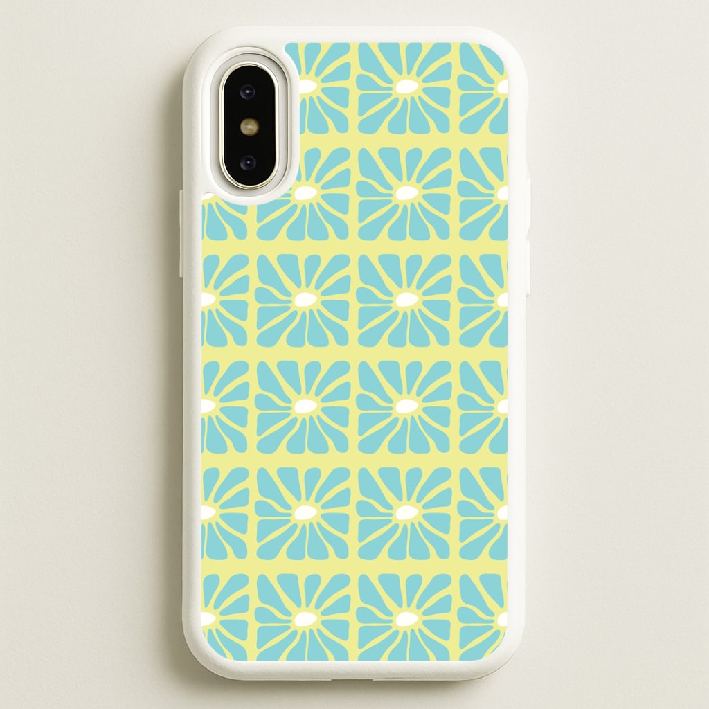 Square Abstract Flowers Blue iPhone X / XS Case