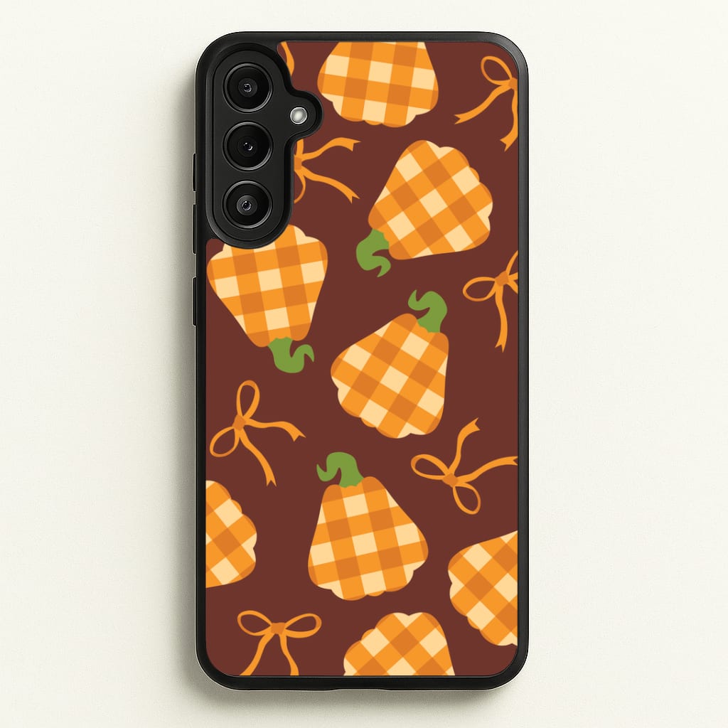 Tartan Pumpkins And Bows Pattern Galaxy A34 Case