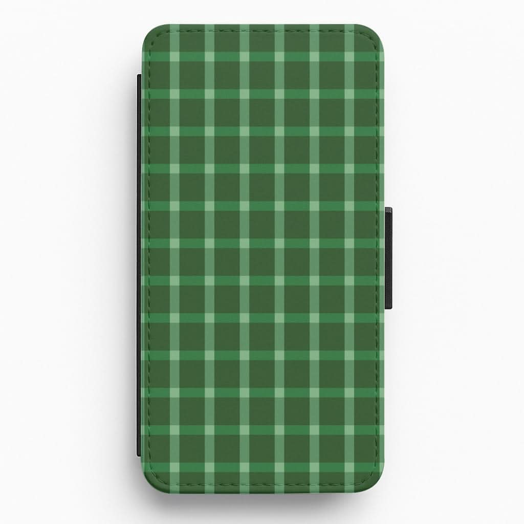 Dark Green Tartan Christmas Pattern Flip / Wallet Phone Case