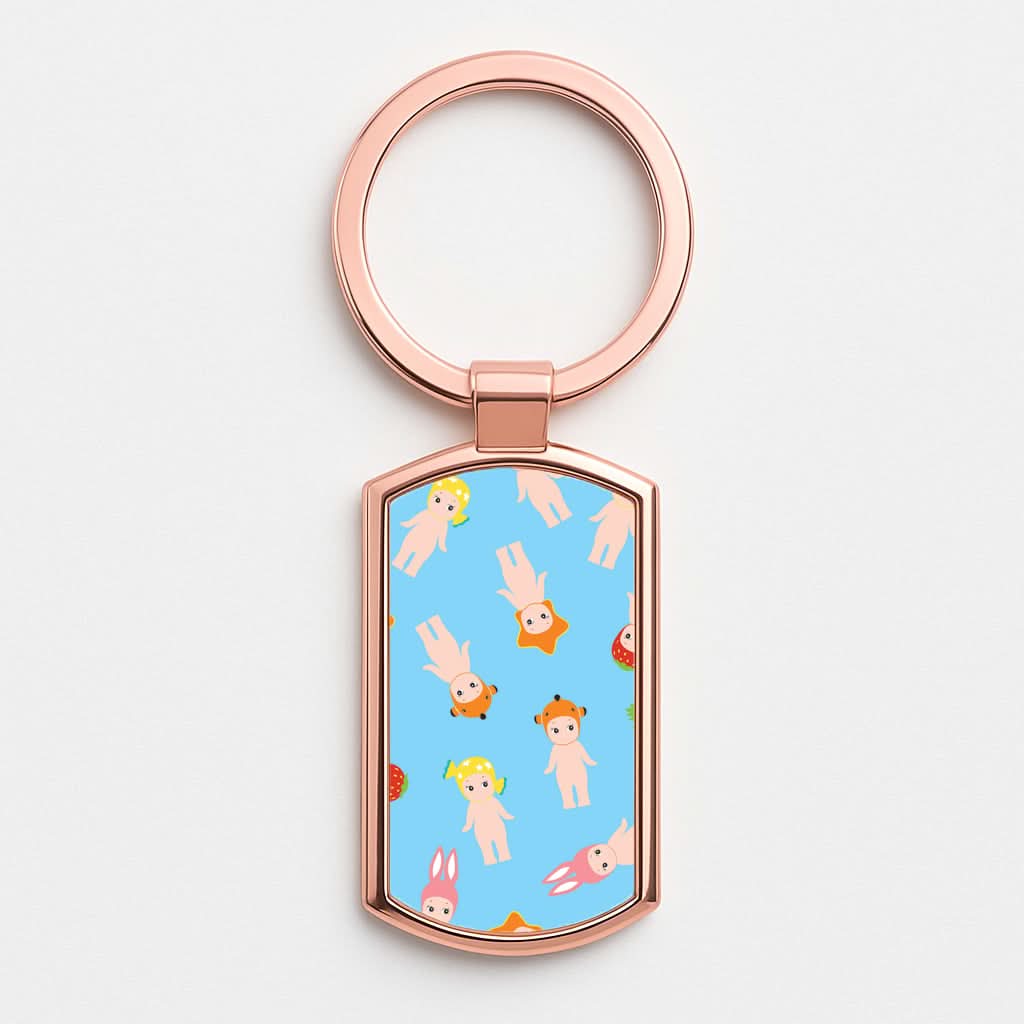 Angels Pattern Rose Gold Keyring