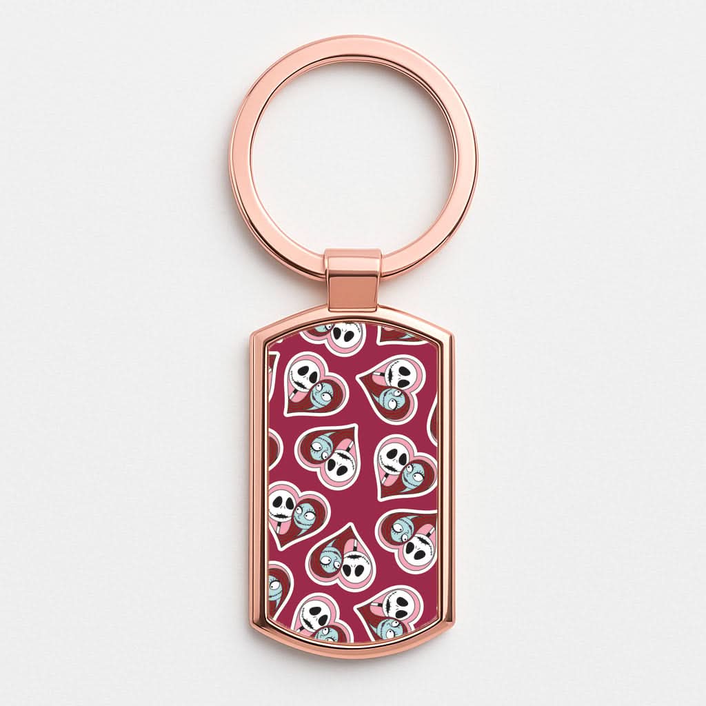 J And S Heart Pattern Rose Gold Keyring