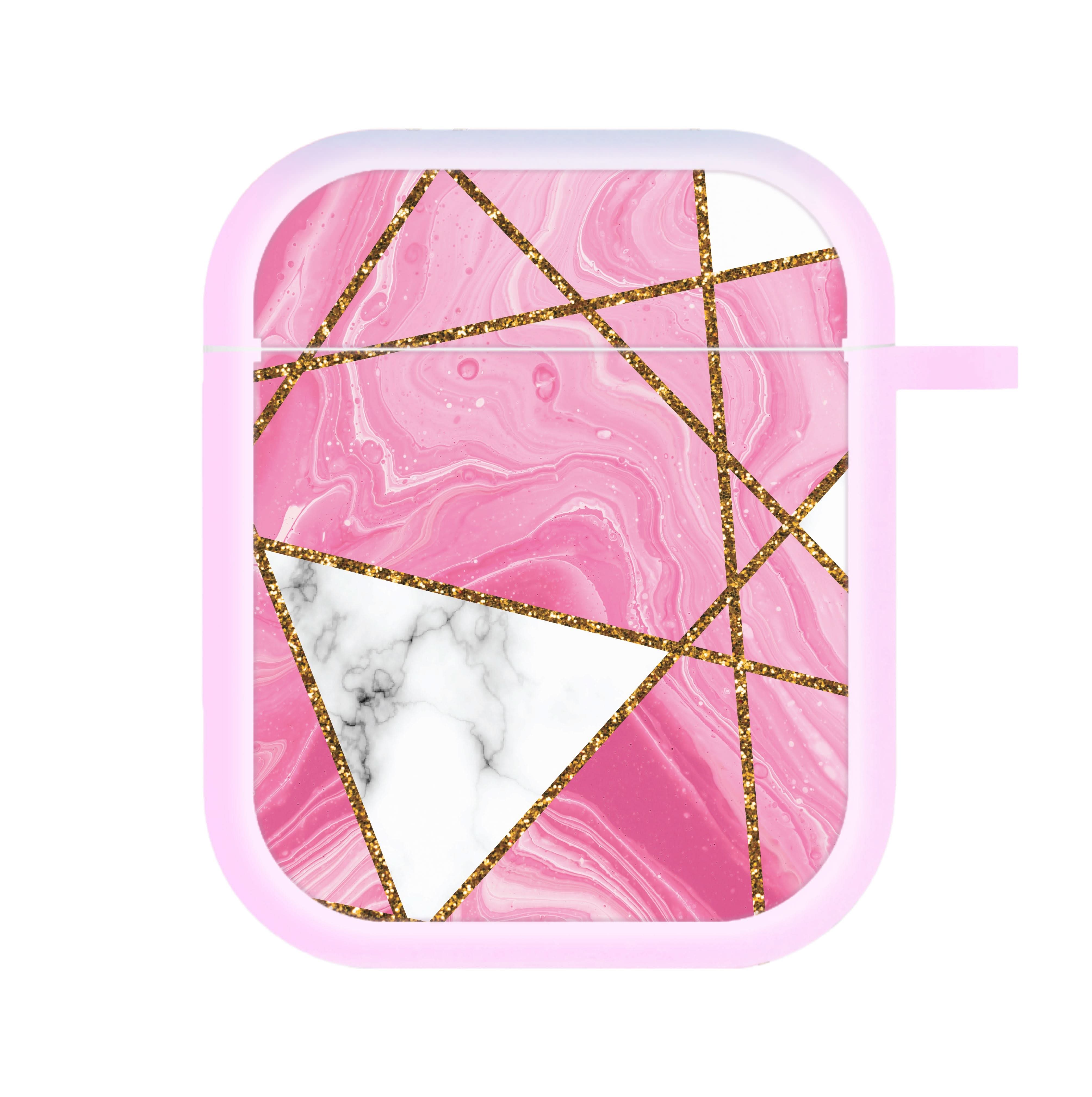 Pink Marble And Gold Collage AirPods Case
