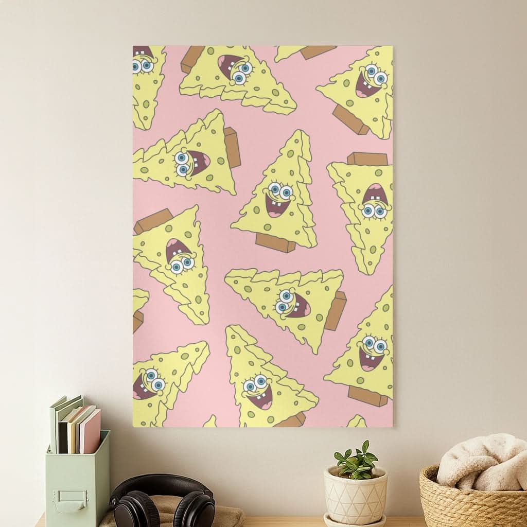 Christmas Tree Cartoon Sponge Pattern Poster