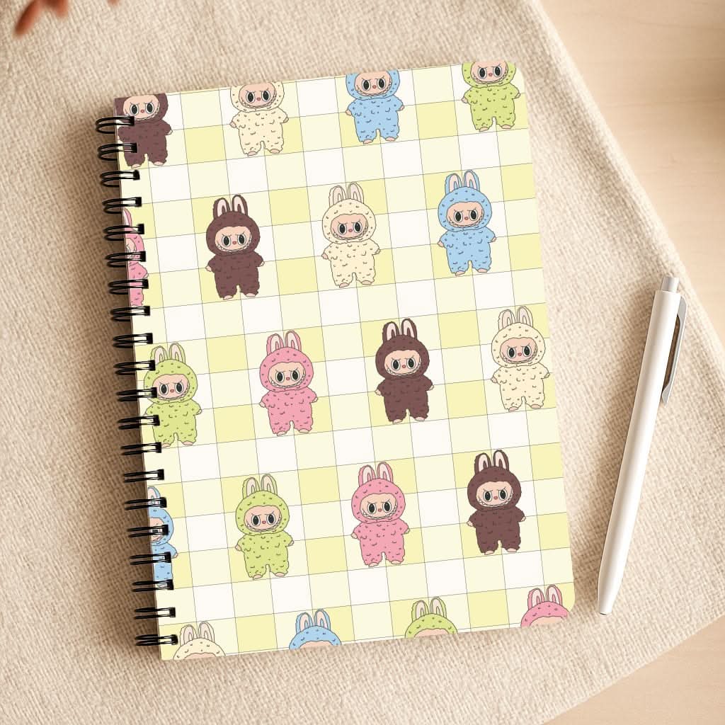 Cute Colourful Monsters Checkered Pattern Notepad