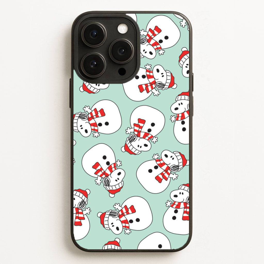 Cartoon Beagle Snowman Pattern iPhone 16 Pro Case
