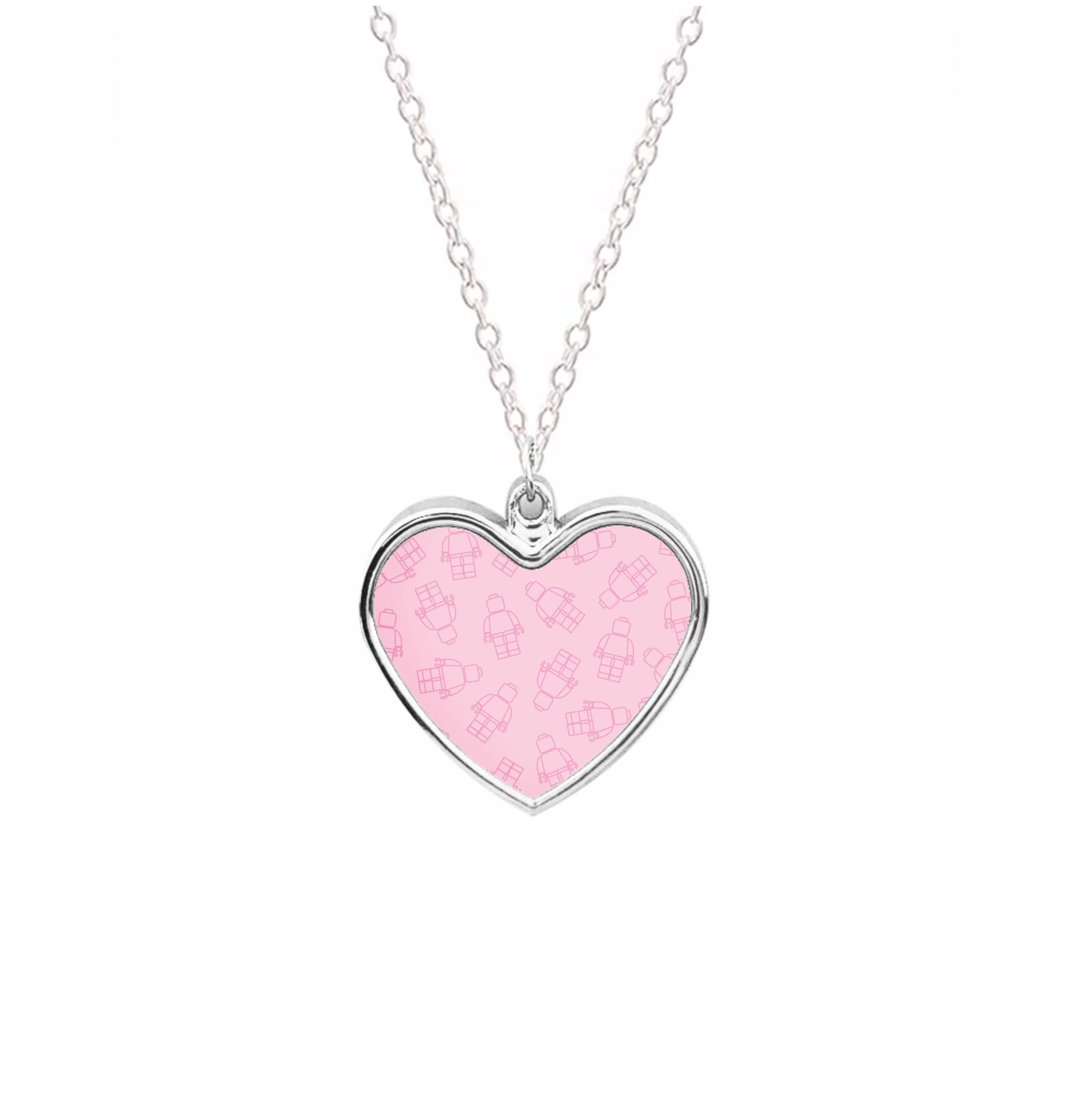 Bricks Figures Pattern Pink Necklace