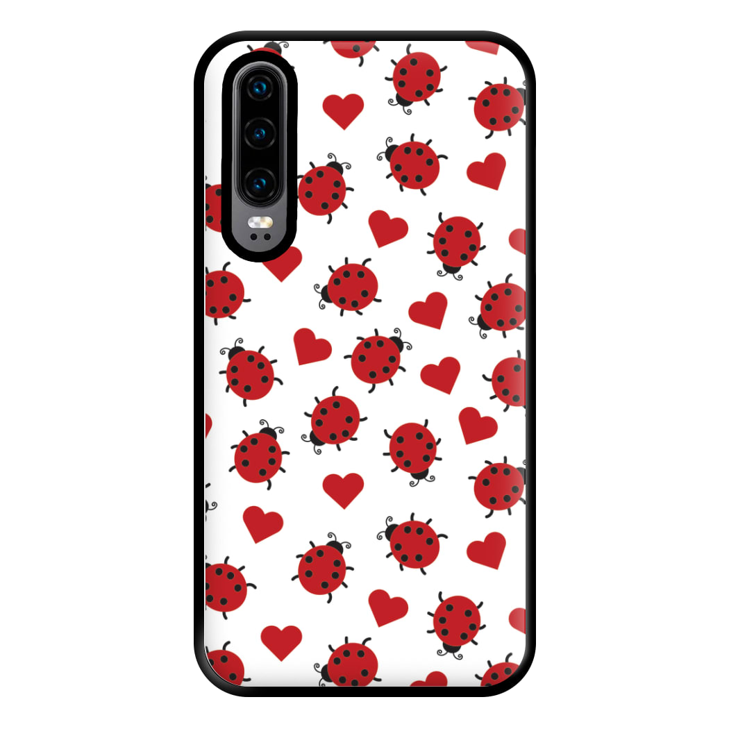Ladybugs And Hearts Pattern Huawei P30 Case