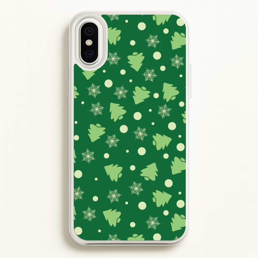 Cartoon Christmas Trees And Snowflakes Pattern iPhone XS Max Case