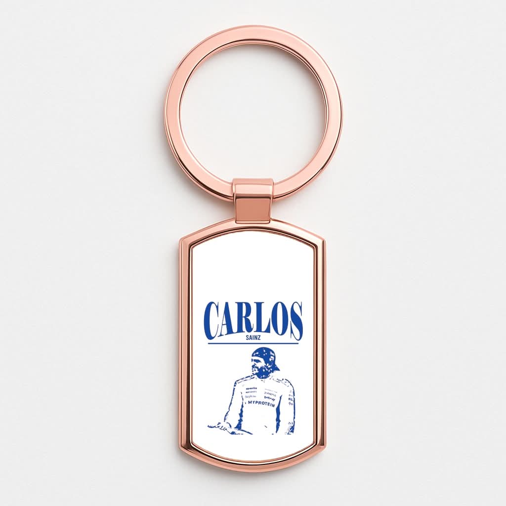 Carlos White And Blue Rose Gold Keyring