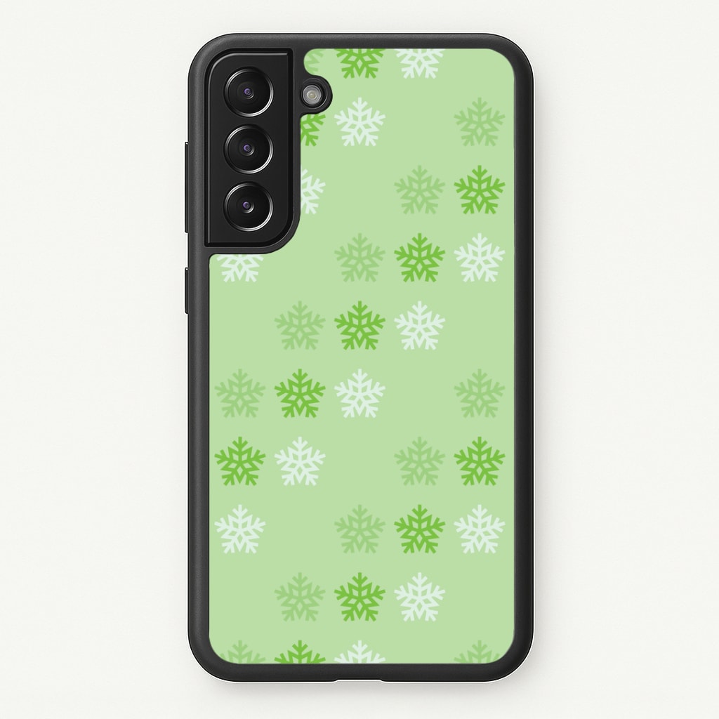 Green Slowflakes Christmas Pattern Galaxy S21 Plus Case