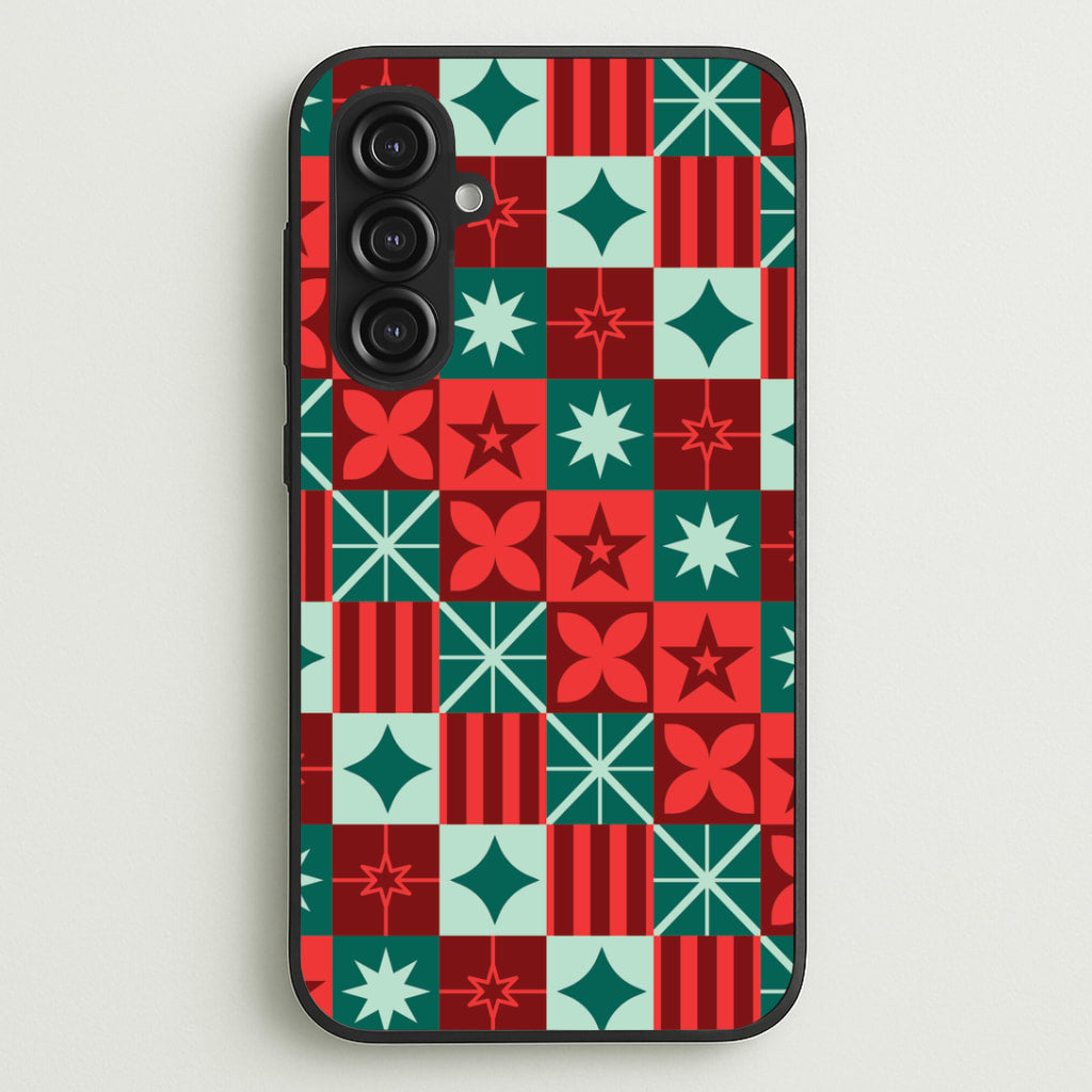 Geometric Square Christmas Pattern Galaxy S23FE Case