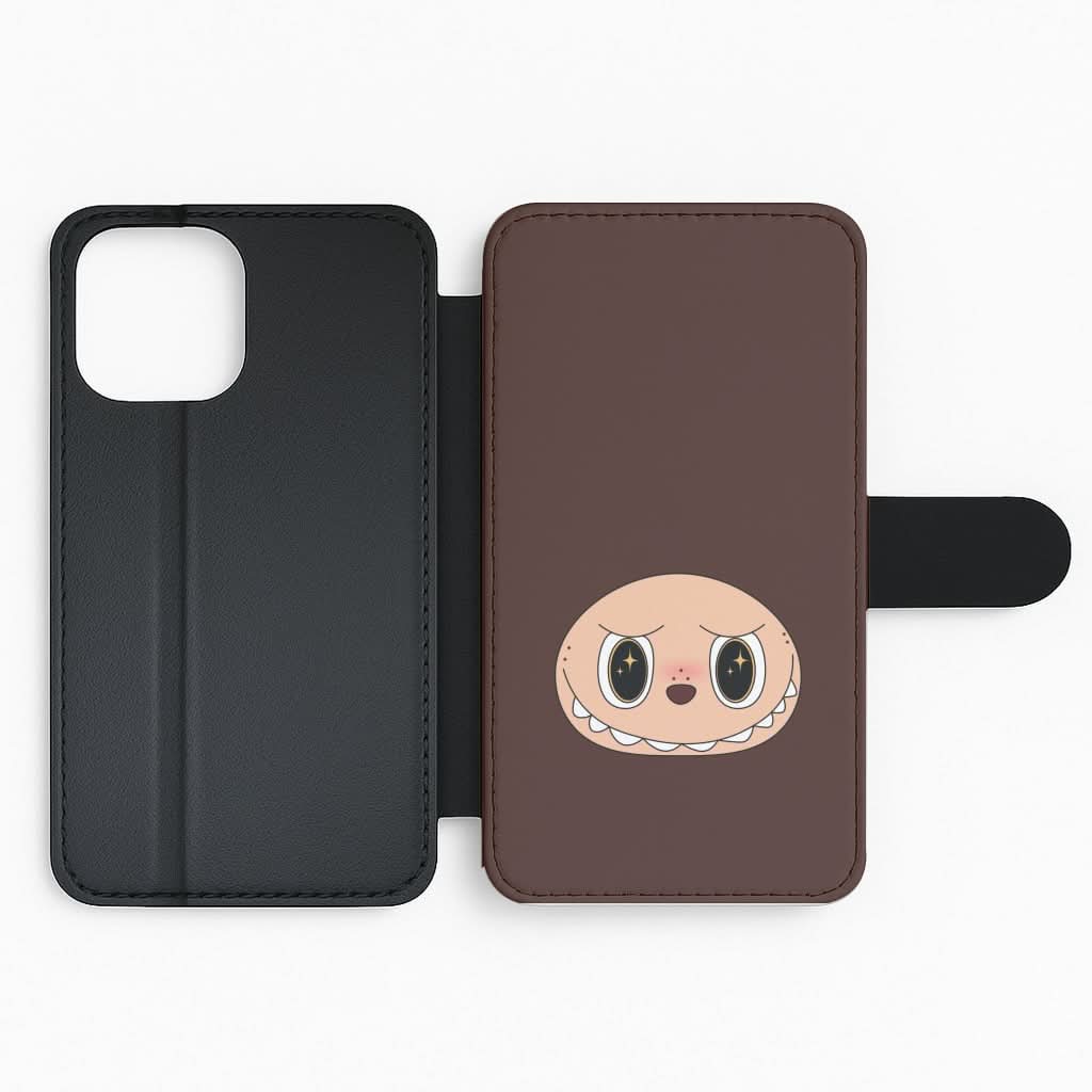 Cute Brown Monster Face Flip Phone Case