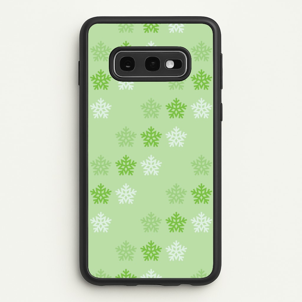 Green Slowflakes Christmas Pattern Galaxy S10e Case