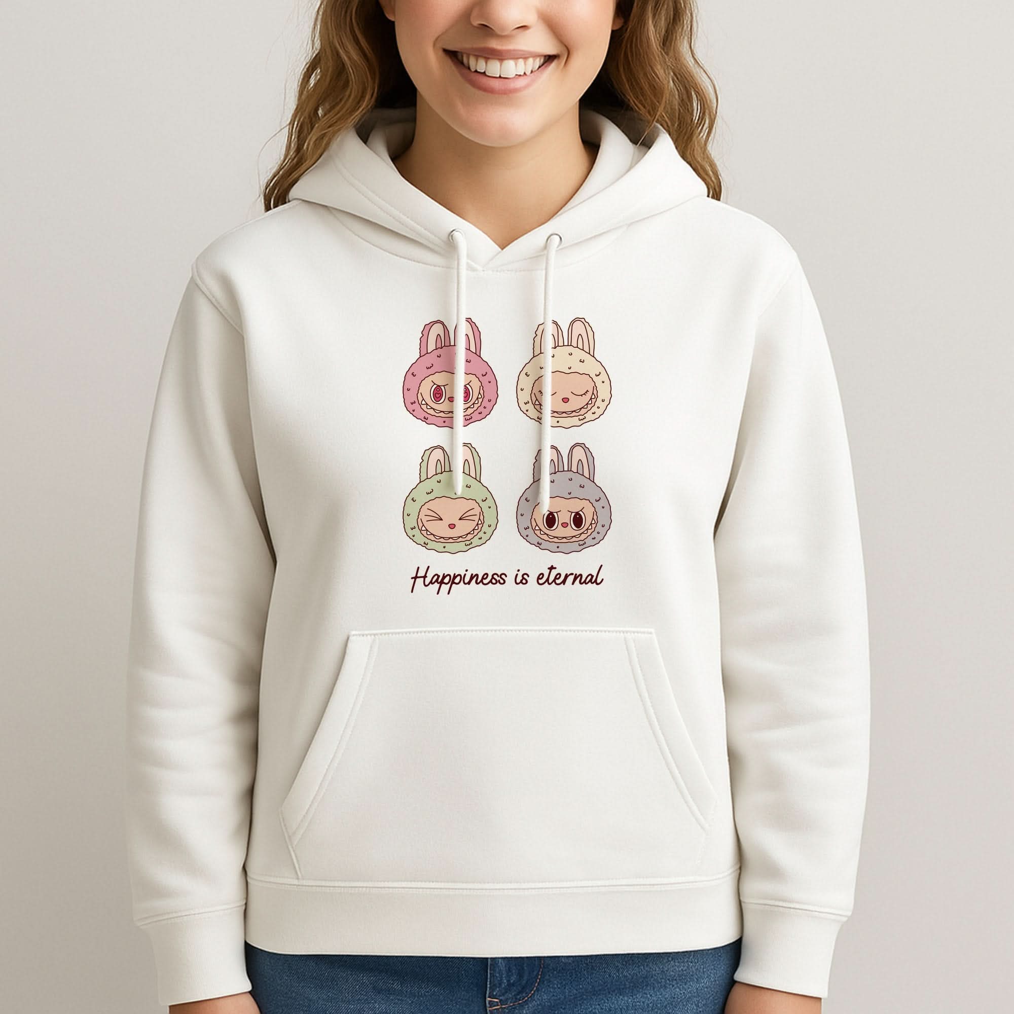 Happiness Is Eternal Monsters Womans Hooded Sweatshirt