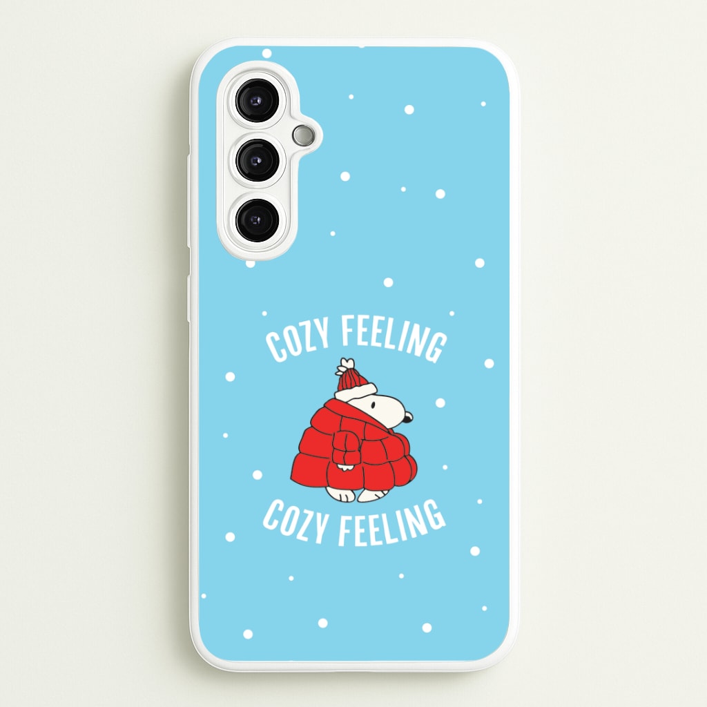 Cozy Feeling Cartoon Beagle Puffer Jacket Galaxy A14 Case