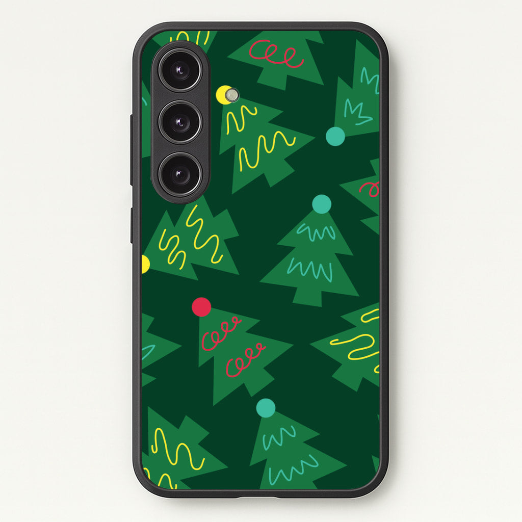 Abstract Christmas Trees Pattern Galaxy S25 Plus Case