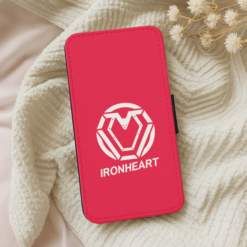 Metal Heart Symbol Leather Phone Case