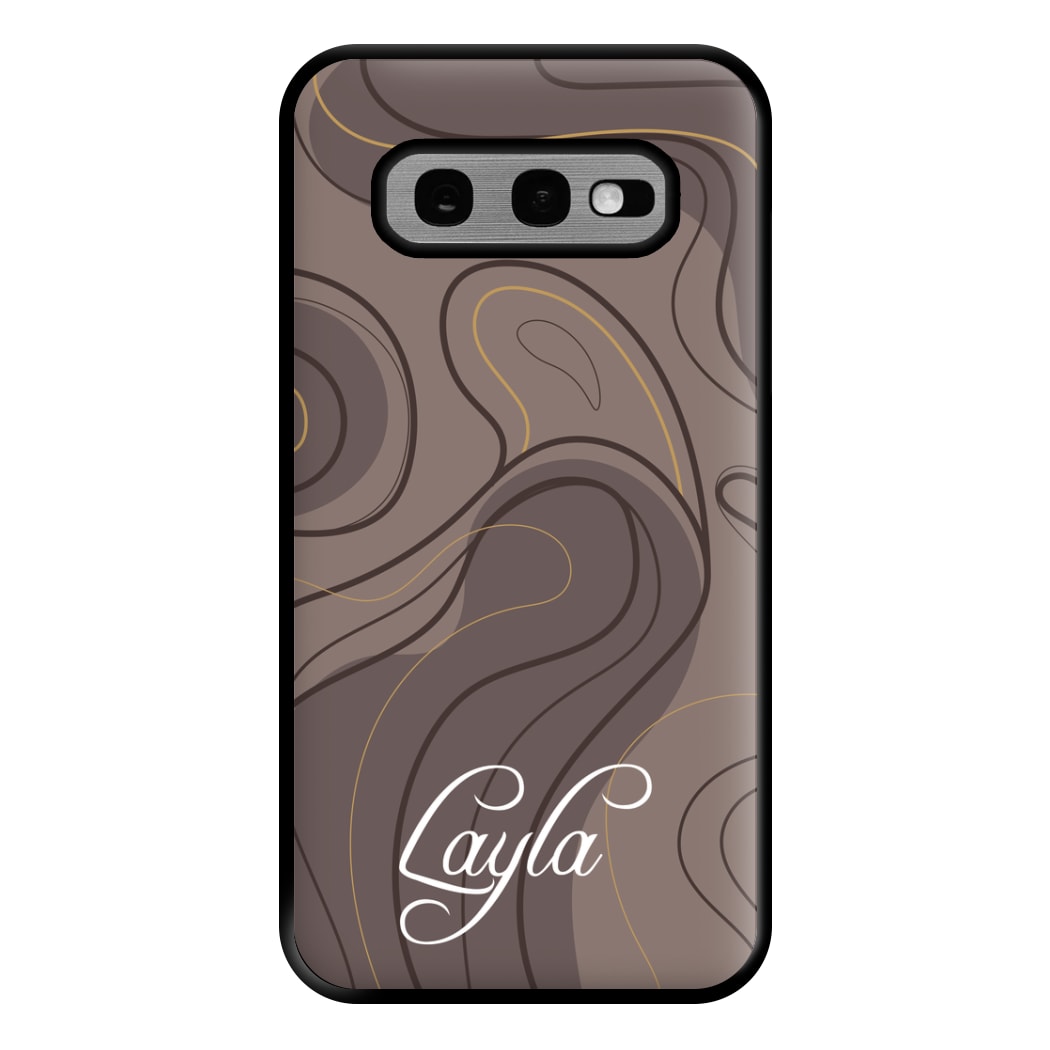 Brown Marble Waves Personalised Name Galaxy S10e Case