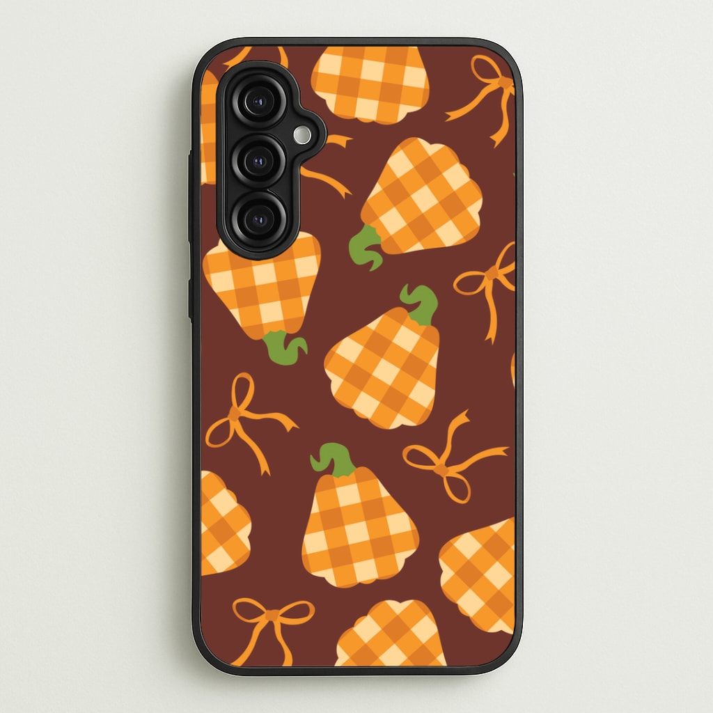 Tartan Pumpkins And Bows Pattern Galaxy A14 Case