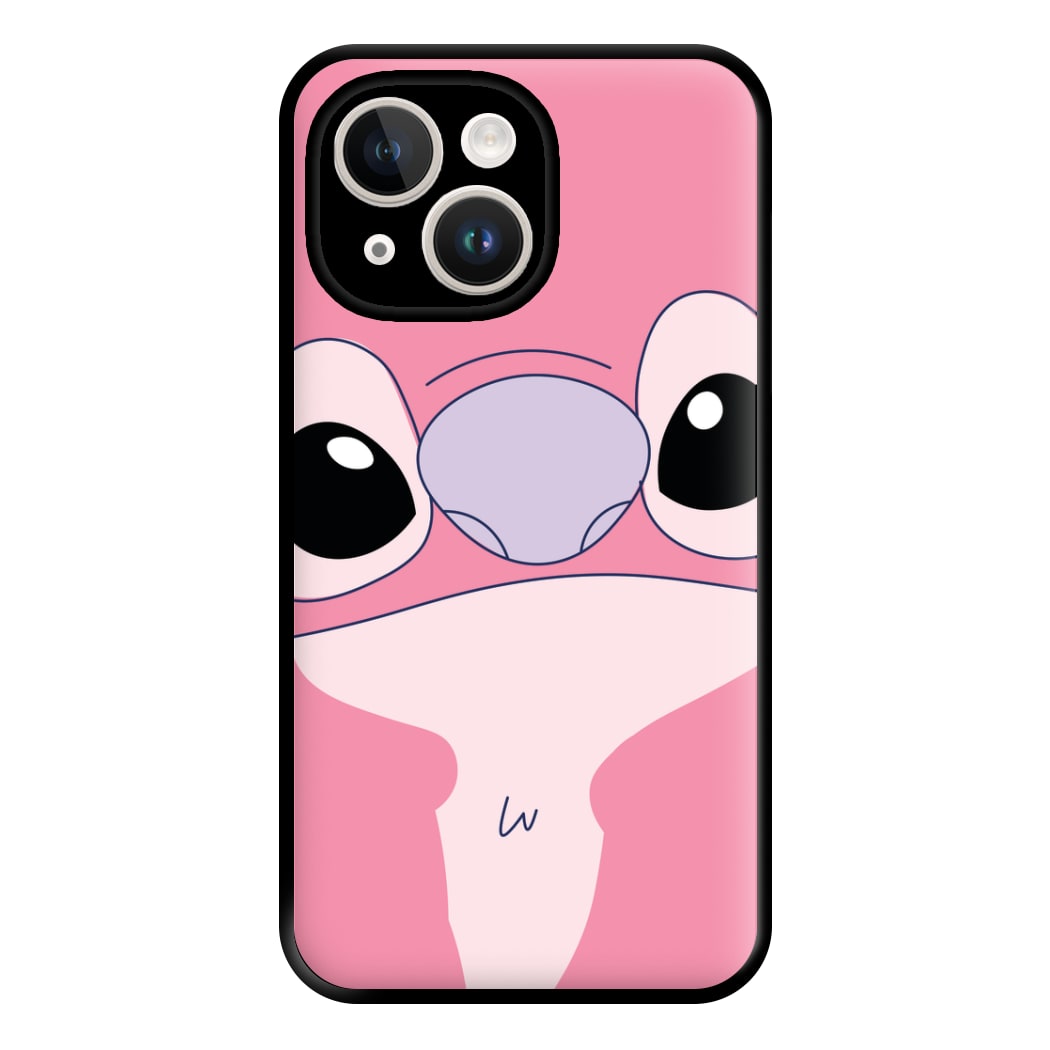 Cute Pink Alien Face iPhone 14 Plus Case