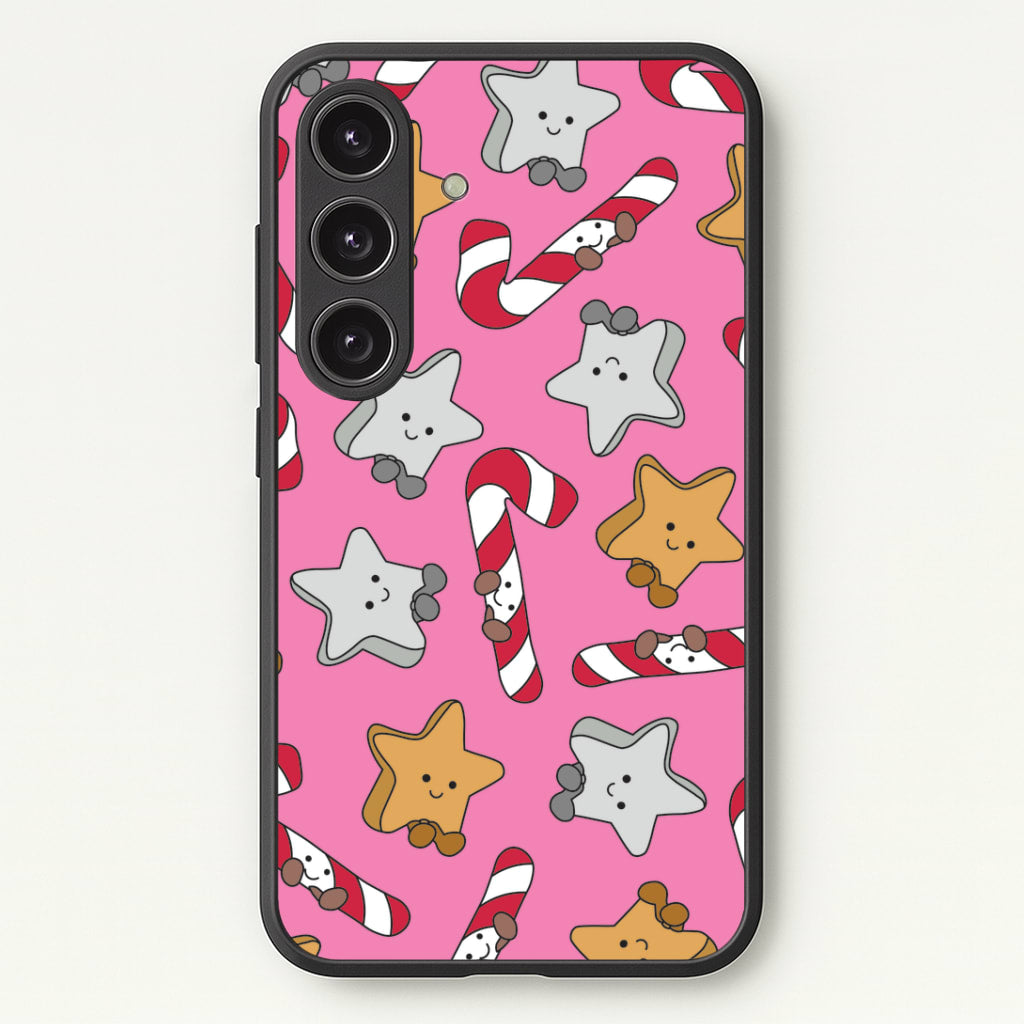 Pink Christmas Plushies Pattern Galaxy S25 Case