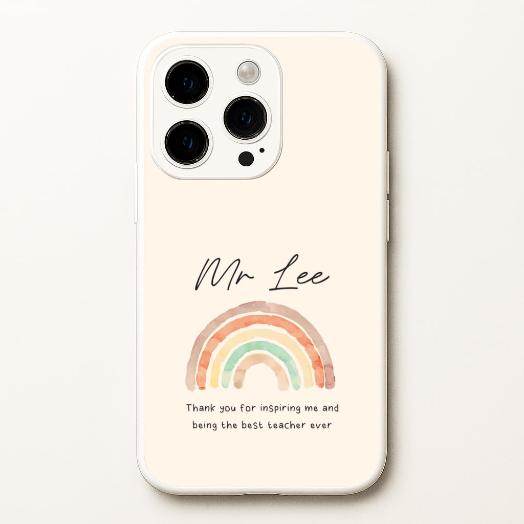 Biege Personalised Teacher Rainbow iPhone 14 Pro Max Case
