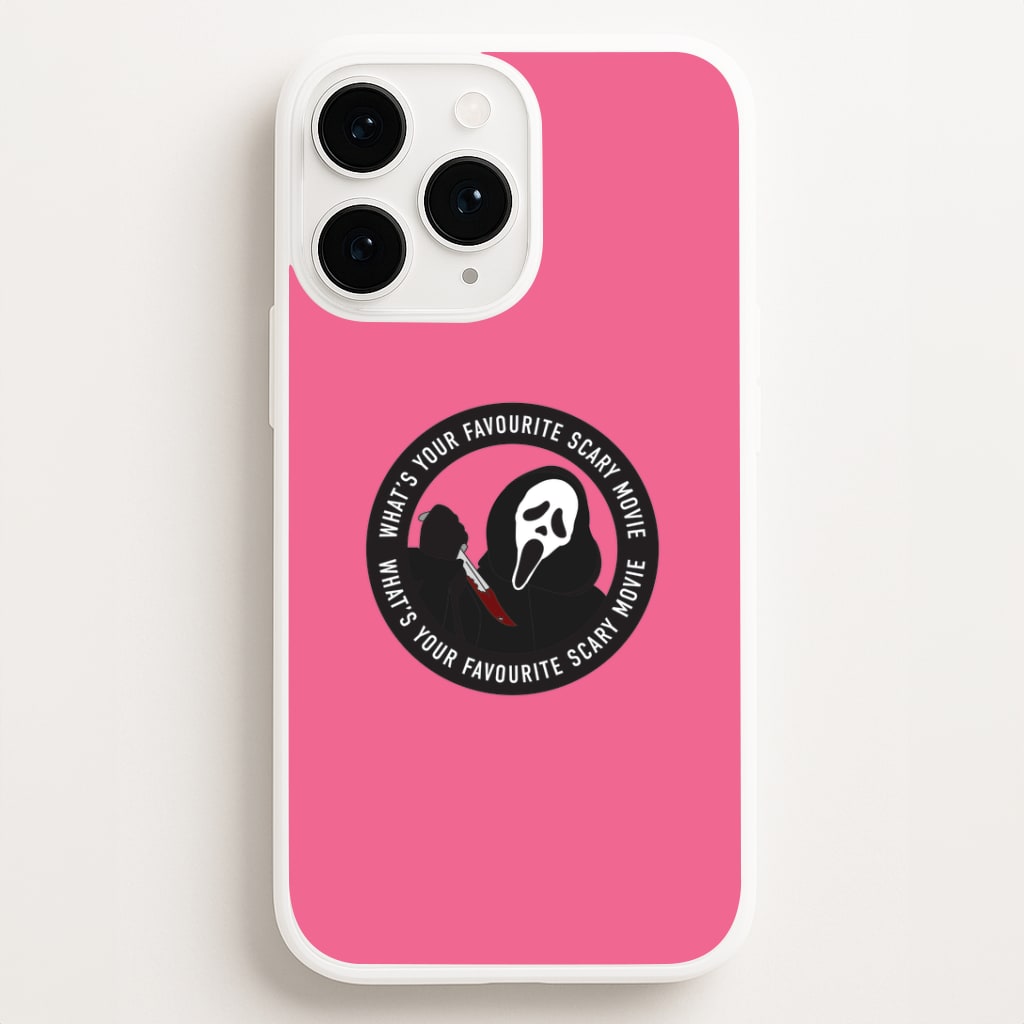What's Your Favourite Scary Movie Badge iPhone 16 Pro Case