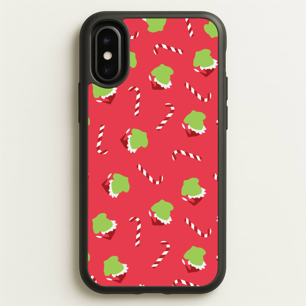 Green Creature And Candy Canes Pattern iPhone X / XS Case