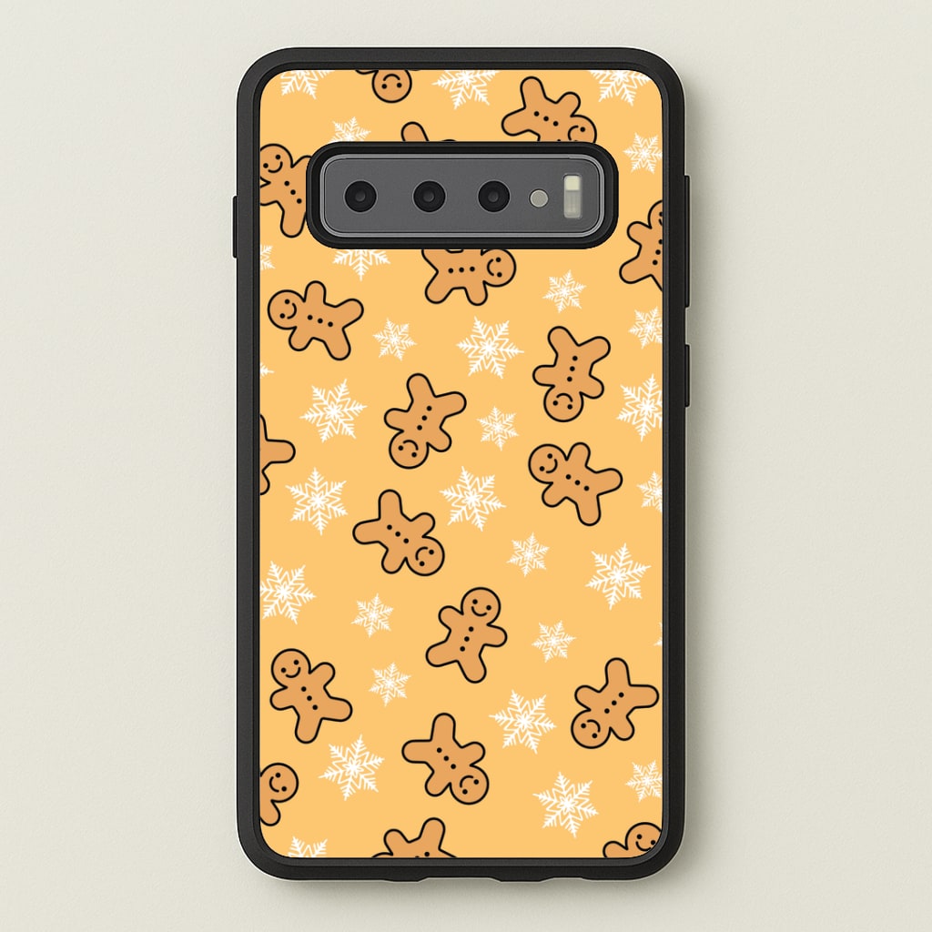 Cute Gingerbread And Snowflakes Pattern Galaxy S10 Plus Case