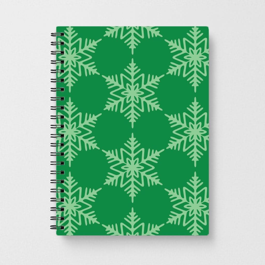 Green Giant Snowflakes Christmas Pattern Notebook