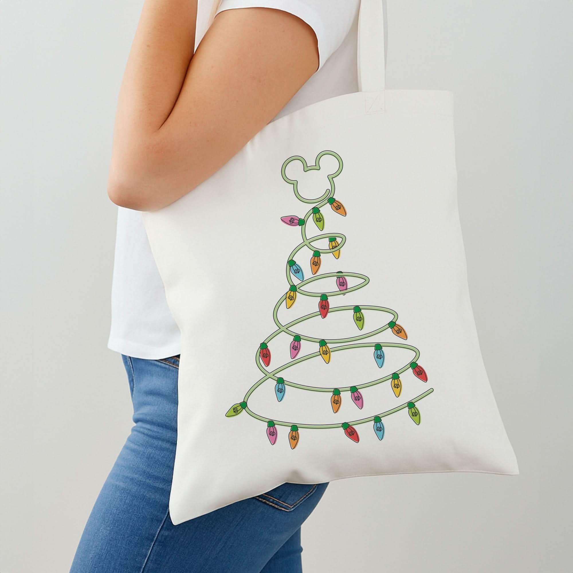 Cartoon Mouse Christmas Tree Lights Shoulder Bag