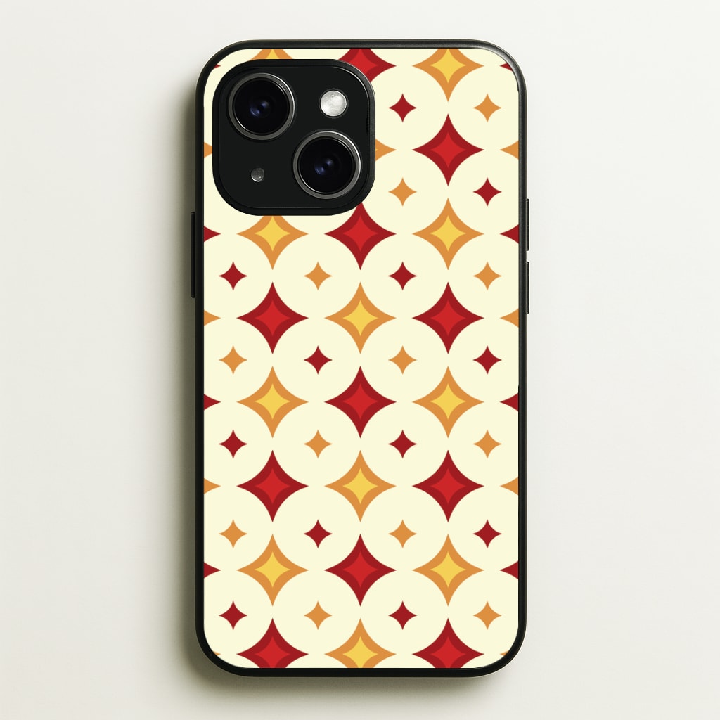 Geometric Christmas Stars Pattern iPhone 15 Case