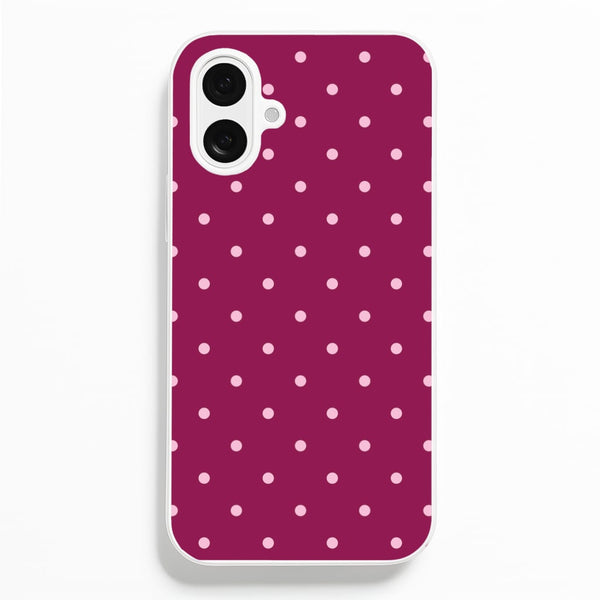 Raspberry Polka Dots iPhone 16 Plus Case