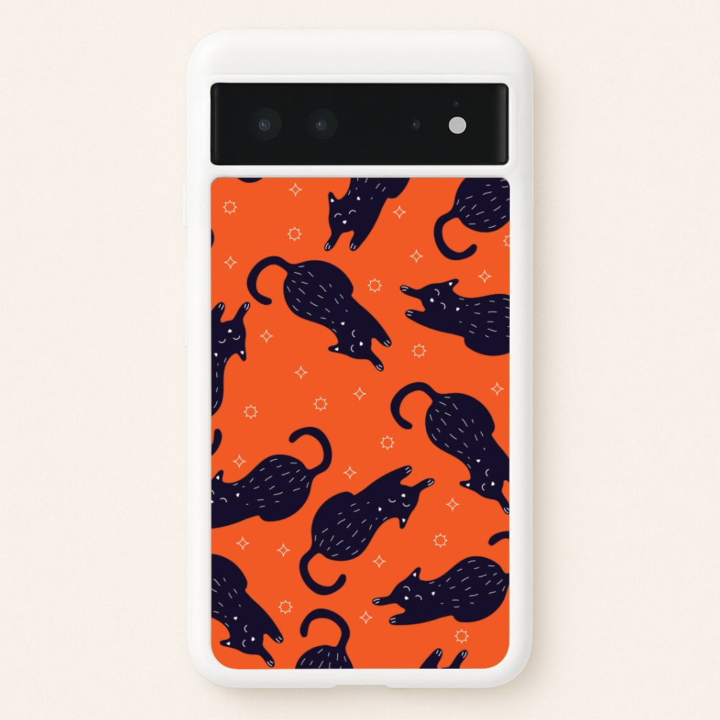 Black Cats And Stars Pattern Google Pixel 6 Case