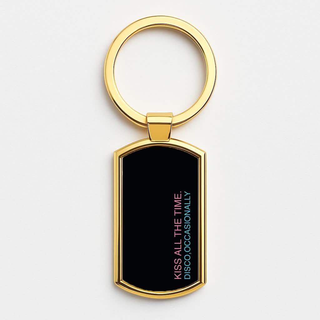 Disco Occasionally Text Gold Keyring