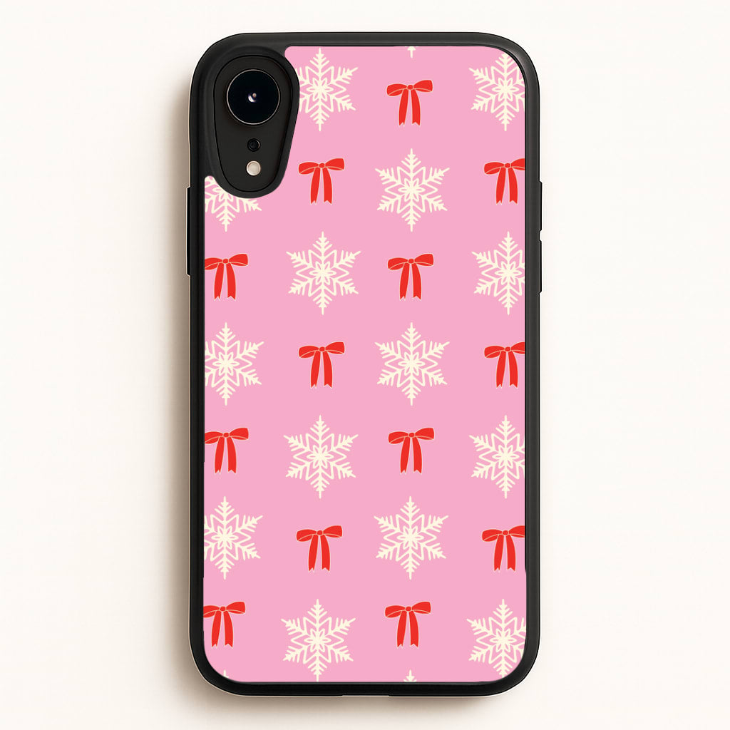 Coquette Bows And Snowflakes Pattern iPhone XR Case