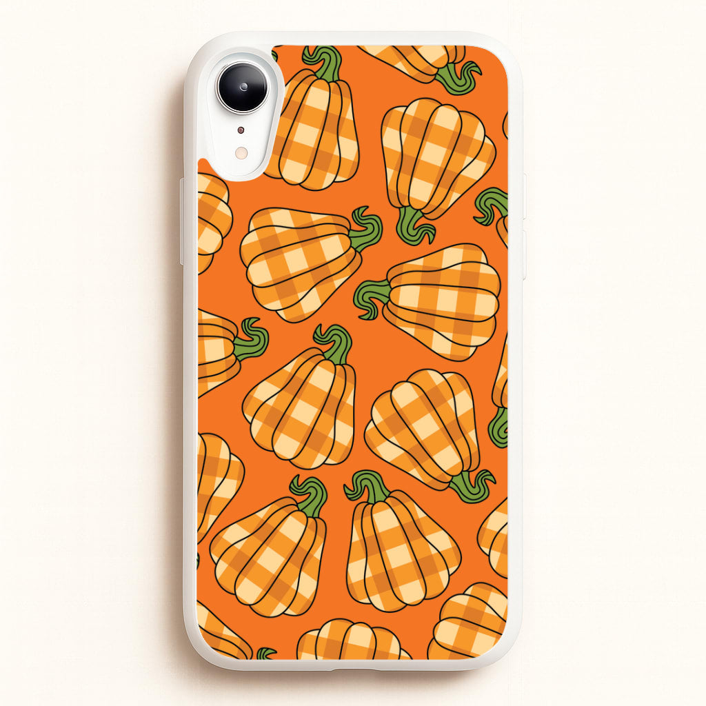 Tartan Pumpkins Pattern iPhone XR Case