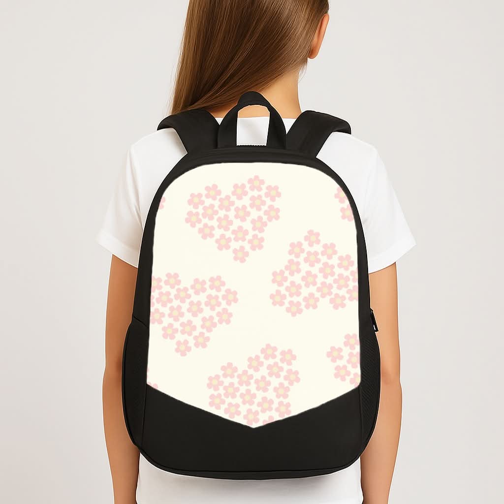 Flower Hearts Pattern School Bag
