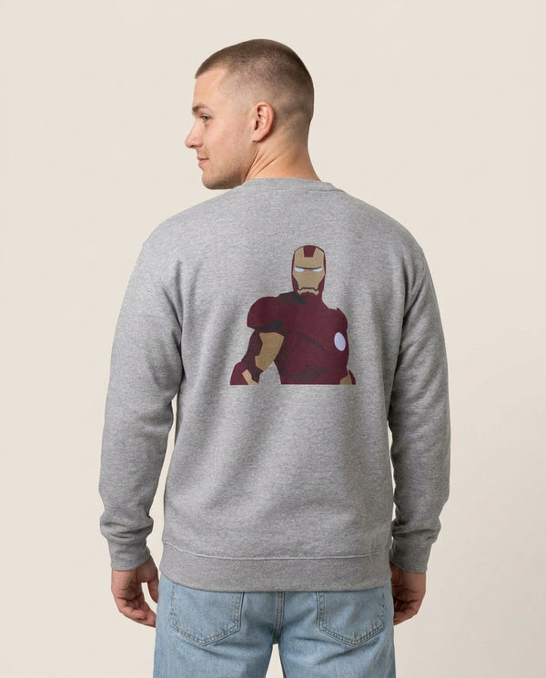 Iron man mask Sweatshirt — Grey Back, worn