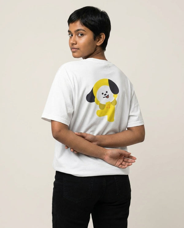 Chimmy - K Pop T-Shirt — White Back, worn