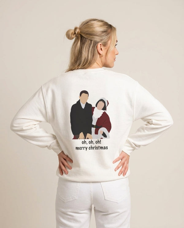 Oh Oh Oh - Gaving And Stacey Sweatshirt — White Back, worn