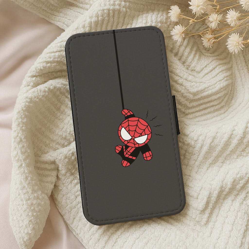 Gray Hanging Spider Hero Leather Phone Case