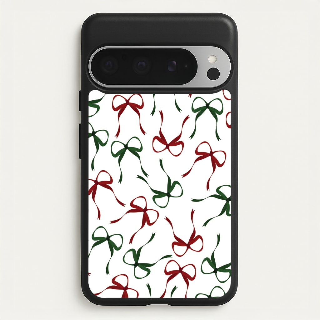 Red And Green Coquette Christmas Bows Pattern Google Pixel 9 Pro XL Case