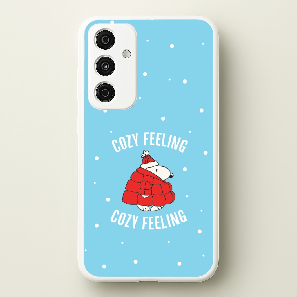 Cozy Feeling Cartoon Beagle Puffer Jacket Galaxy A55 Case