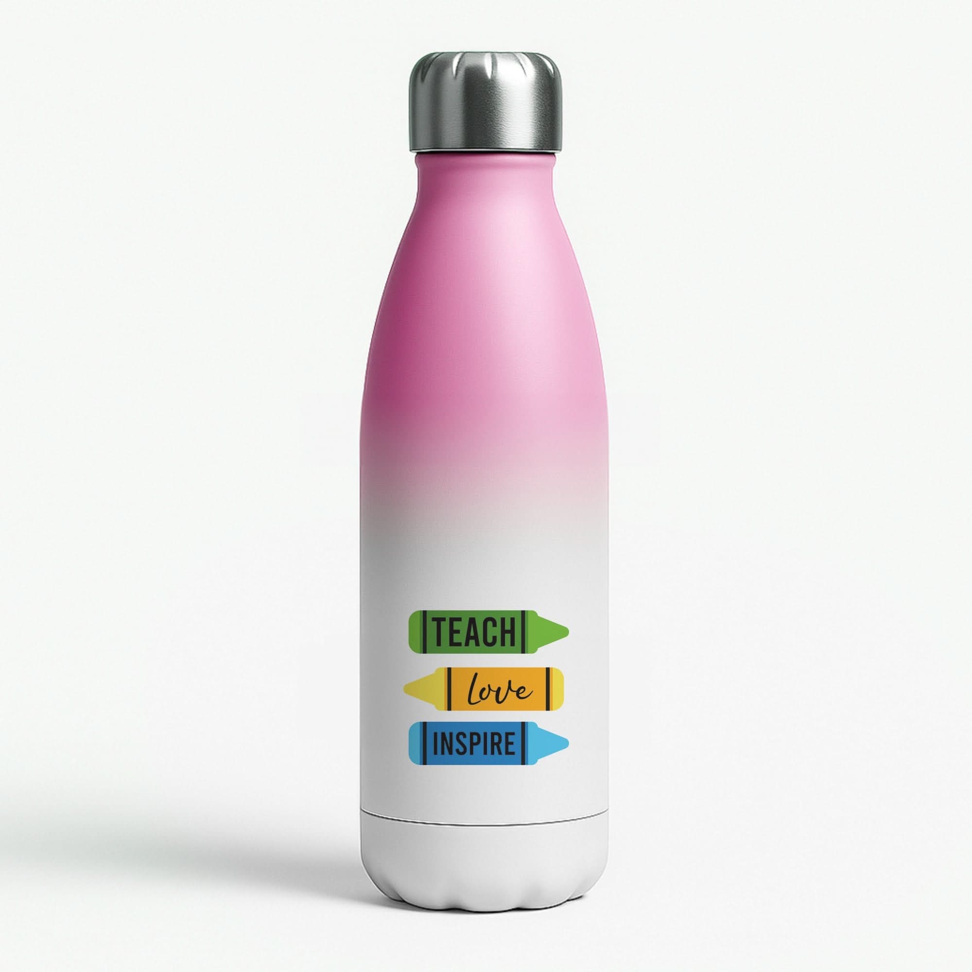 Teach, Love, Inspire Pink Water Bottle